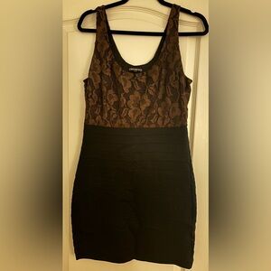 Express Metallic Lace Bodycon Dress- Medium